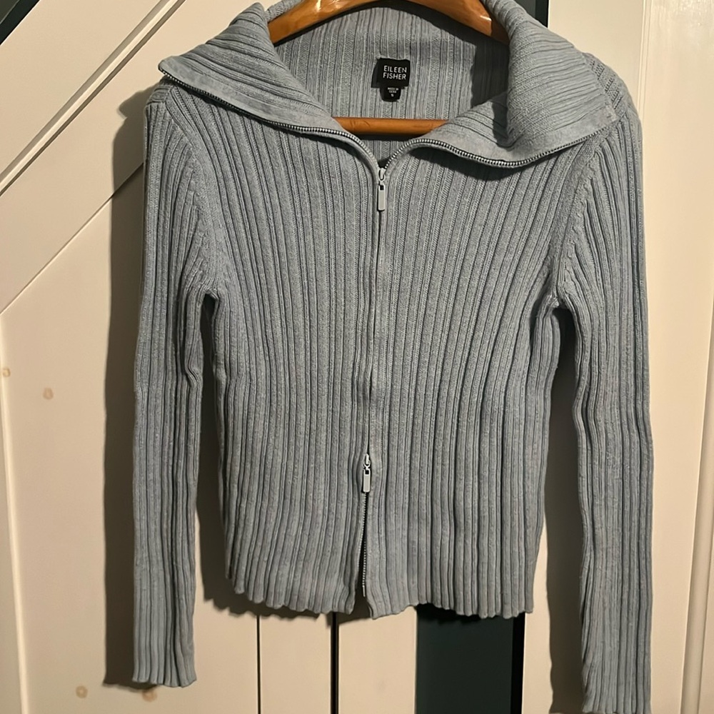 Cotton double zip Eileen Fisher sweater